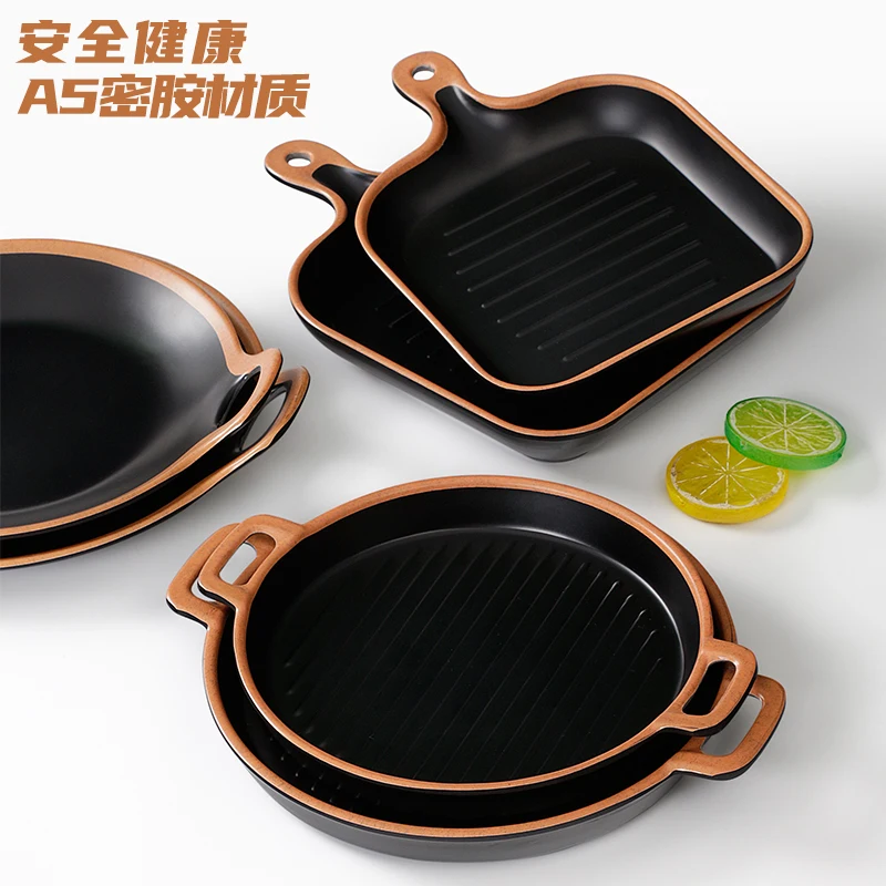 Plastic Tableware Plates Commercial Catering Restaurants Creative Dish Plates Plastic Handle