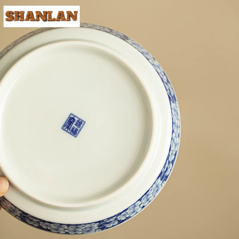 170ml Jingdezhen Antique Blue And White Gaiwan Aesthetic Twelve Gods Of Flowers Tea Tureen Tea Making Cover Bowl Cafes Craft