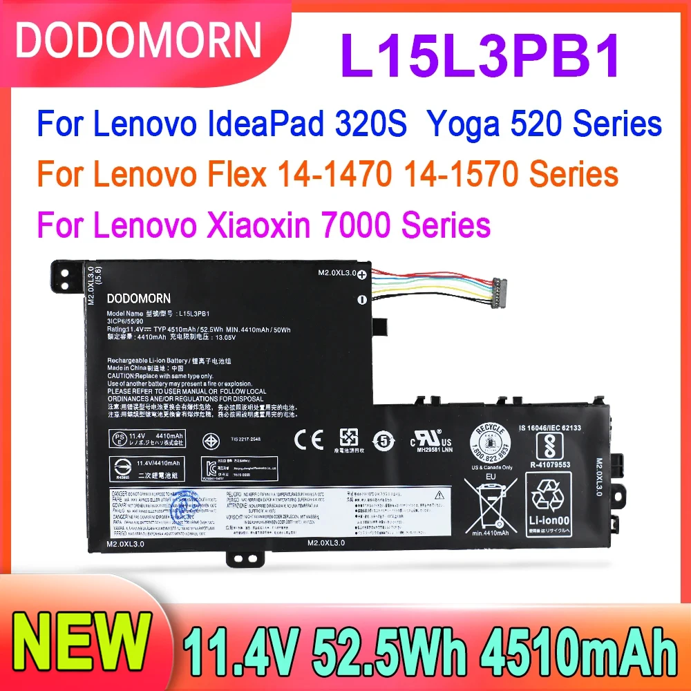 Batteria Per Laptop Dodomorn Muslimb Per Lenovo Ideapad 330S-15Ikb 330S-14Ikb 320S-15Isk Yoga 520-14Ikb Muslimate L15C3Pb1 Muslimb