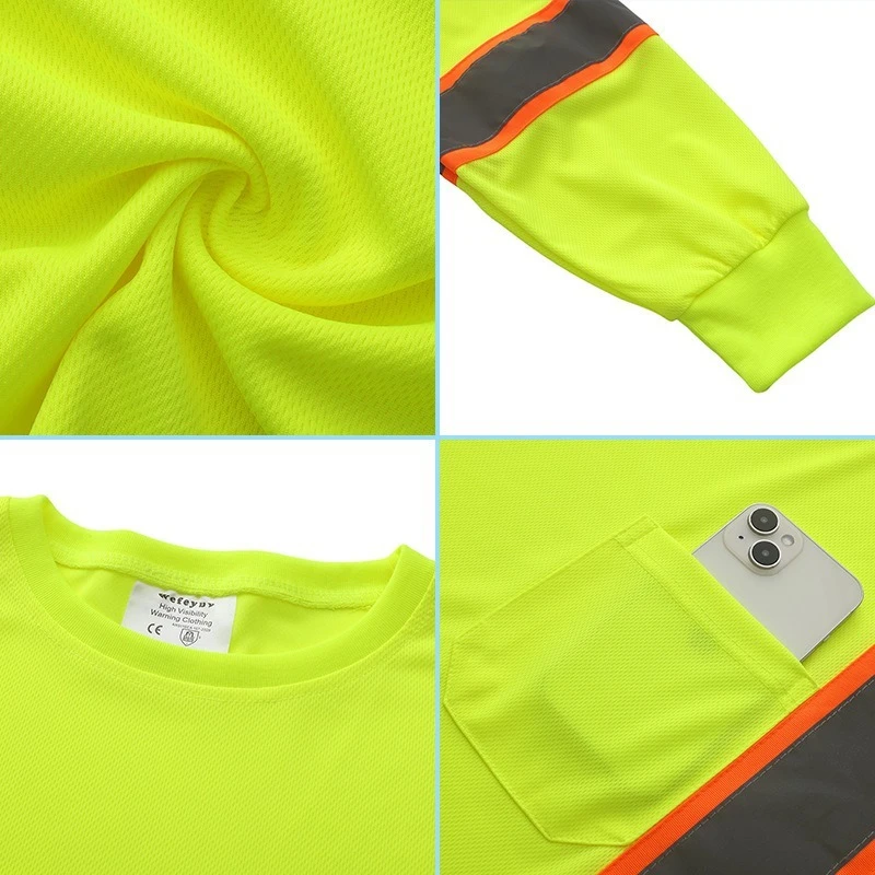 High Visibility Safety Shirts with Reflective Strips for Men Class 2 Reflective Long Sleeve Shirts 4