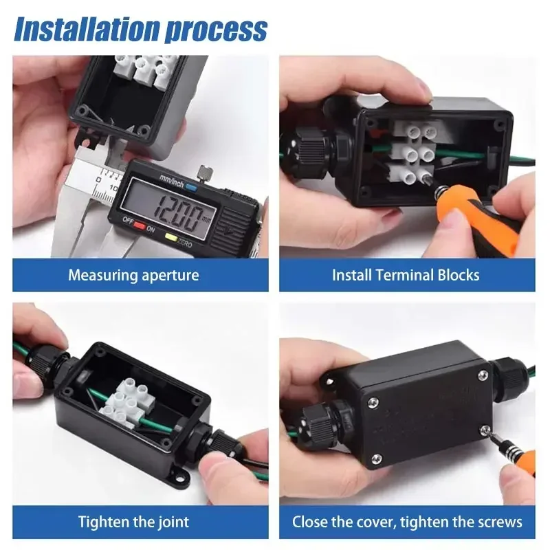 2/3 웨이 야외 방수 정션 박스, 터미널 IP68 6-12mm LED 블록, 3P 전기 와이어링 커넥터 액세서리, 450V 24A