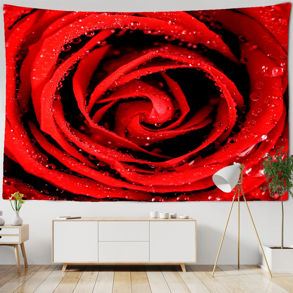 

Rose Flower Plant Tapestry Wall Hanging Bohemian Hippie Tapiz Aesthetics Room Bedroom Art Background Home Decor Wall Tapestry