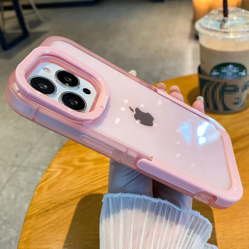 thumbnail image 1 of Transparent Anti-crash Anti-Drop Dual Stand Phone Case iPhone 15 13 12 11 14 Pro Max 13Pro XR XS Max X X XS Shockproof Camera Ca, 1 of 5