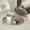 1PC Modern Stainless Steel Tray Afternoon Tea Cake Treat Dish Egg Shaped Tray Creative Stainless Steel Elliptical Plate Decor 3