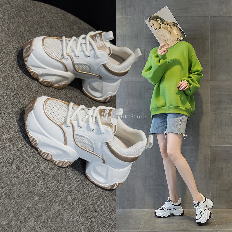 7cm Sneaker Women Autumn Genuine Leather Spring Vulcanize Platform Autumn Summer Loafer High Brand Spring Shoes Flats