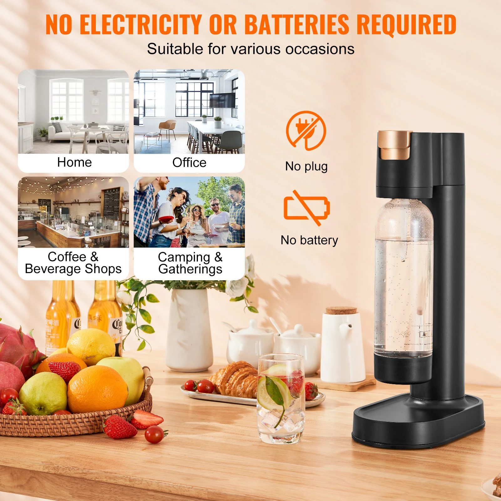 Sparkling Water Maker Soda Machine for Home Carbonating Seltzer with BPA free 1L PET Bottle