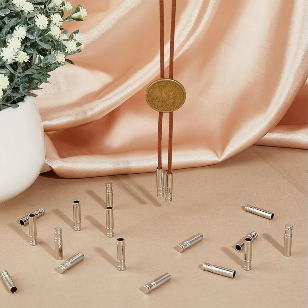 thumbnail image 2 of 28Pcs Bolo Tie Tips Replacement End Caps, 4 Style Alloy Long Bolo 2 of 10