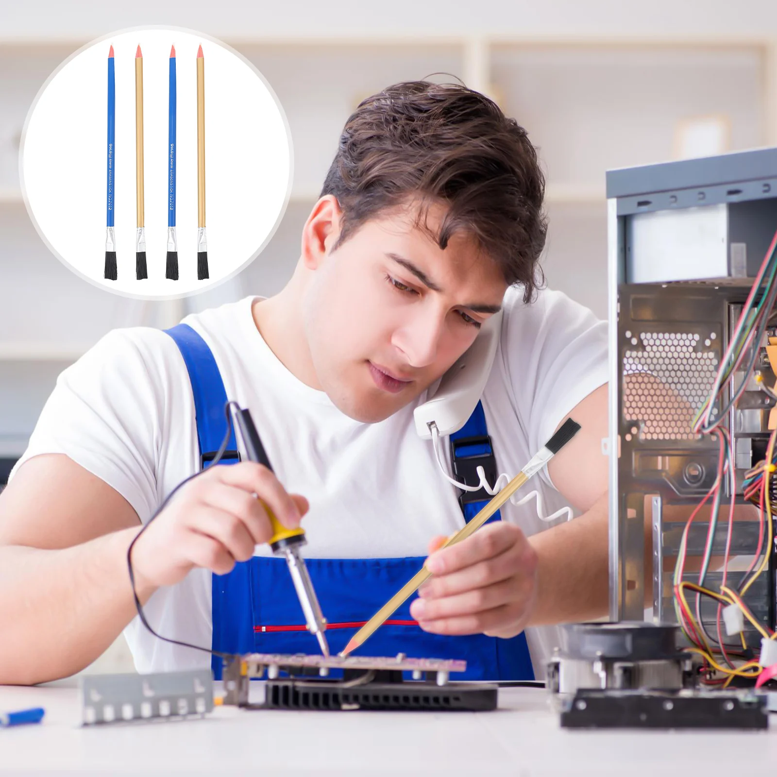 

4 Pcs Unique Rust Remover Derusting Pen Electronic Wooden Coin Cleaning Brush