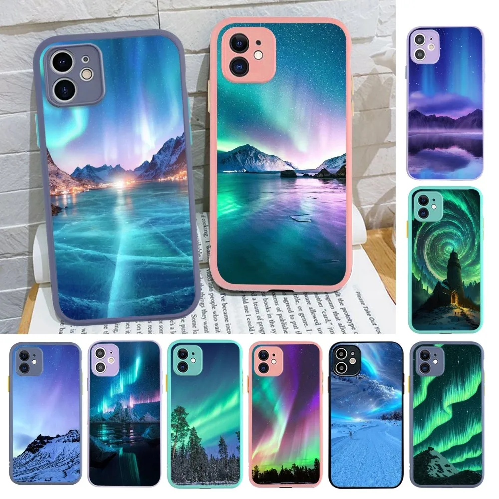 Custodia Per Telefono Arctic Polar Lights Per Iphone 14 11 12 13 Mini Pro Max 8 7 Plus X Xr Xs Max Cover Opaca Traslucida