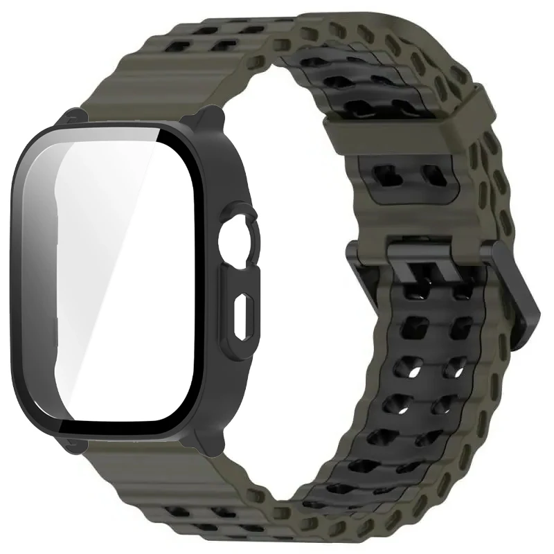 Silicone Band and Protective Case for Smartwatch - Premium Wristband Accessory Set with Screen Protector and Strap