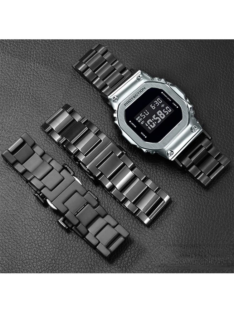 Solid Stainless Steel Watch Band for Casio G Shock Gm110 Modified Strap Male DW 5600 5610