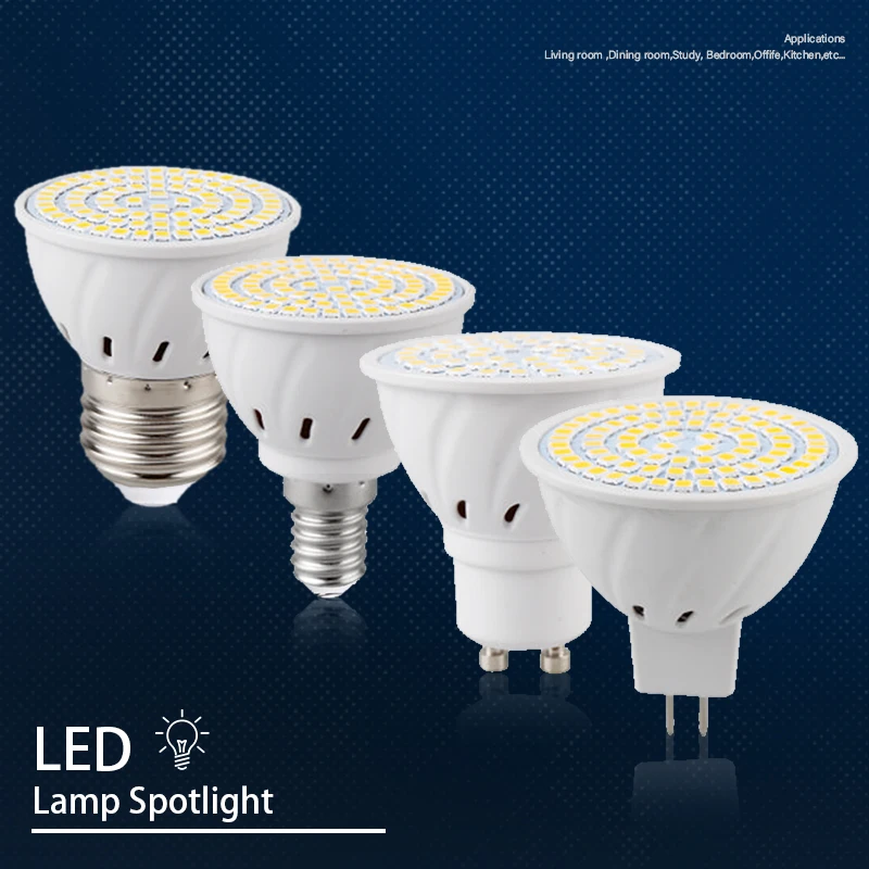 10pcs/lot E27 E14 lampada LED reflektor GU10 MR16 bombillas LED lampa střídavého 220V 110V 48 60 80leds 2835 SMD LED cibule halové osvětlení