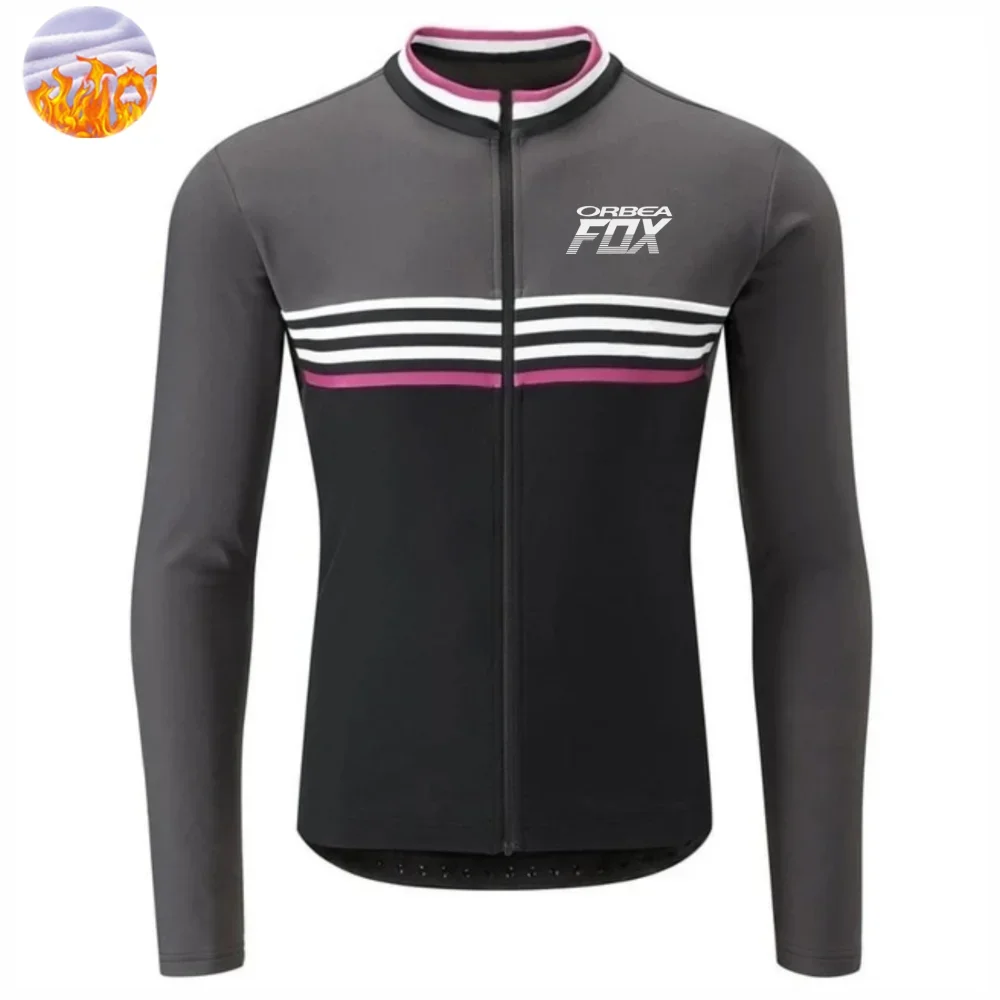 야외 팀 사이클링 저지 겨울용 보온 플리스 긴팔 MTB 자전거 웜 재킷 로드 바..