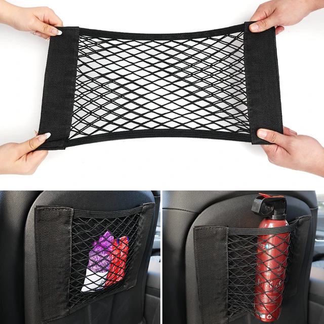 Car Back Seat Back Glue Stick Net Mesh Bag Elastic String with