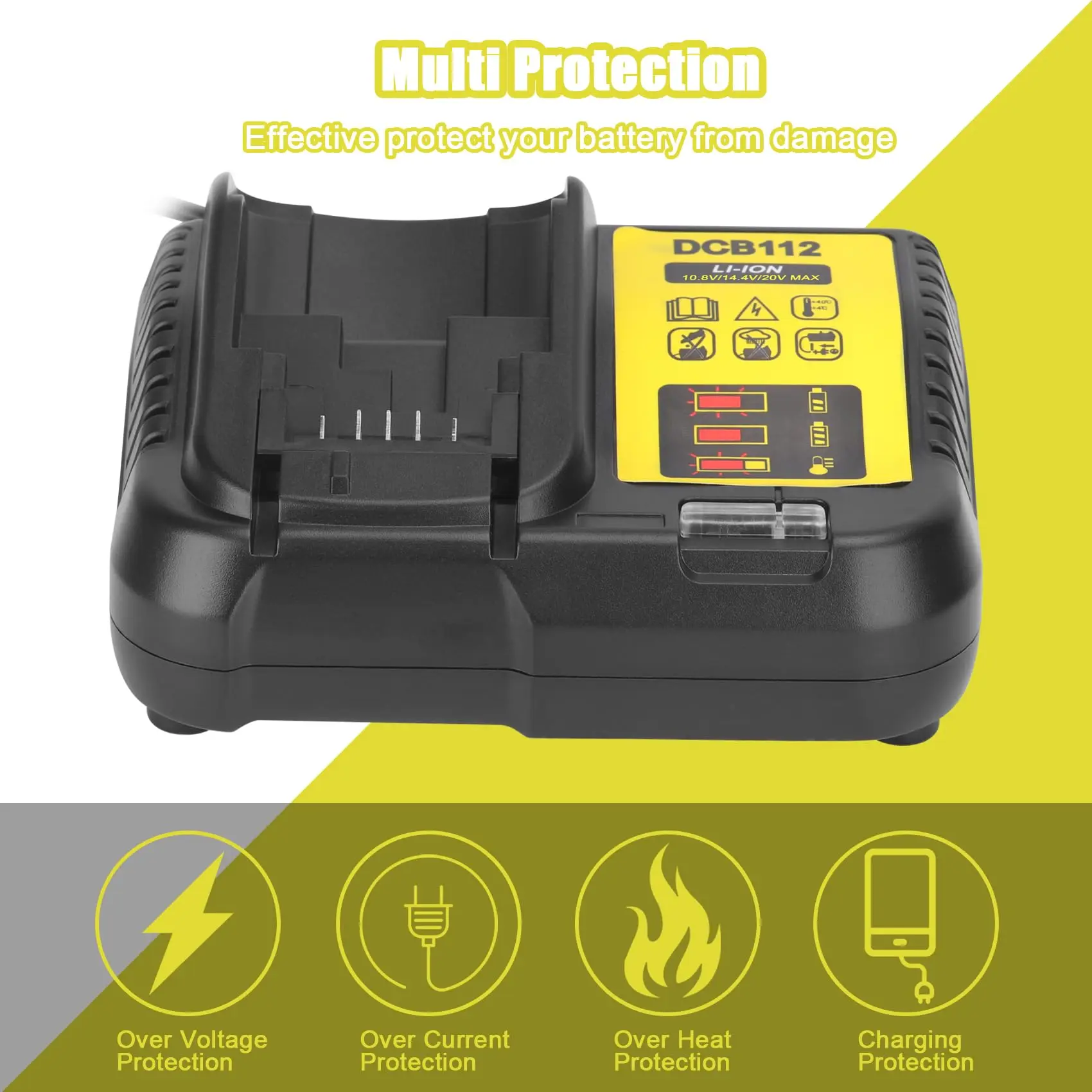 Dewalt 20v Battery Charger for DCB115 DCB101 DCB105 DCB107 Compatible for Dewalt 12V/20V MAX Li-Ion Battery for charger adapter,battery charger