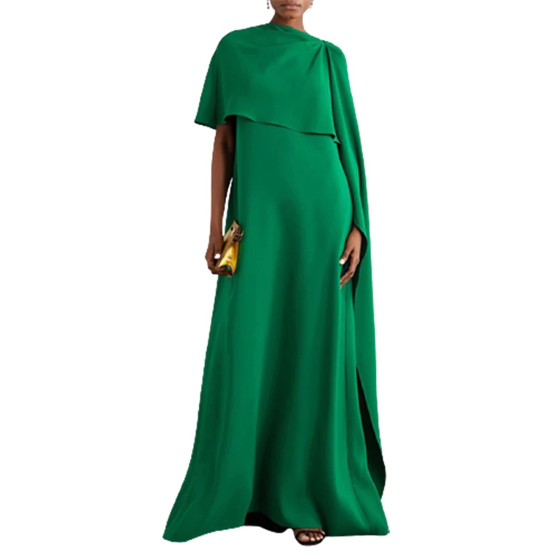 

Lemongor Female Elegant Muslim Dresses 2023 Summer Loose Asymmetric Solid Color Vintage Maxi Dresses Vestidos For Women