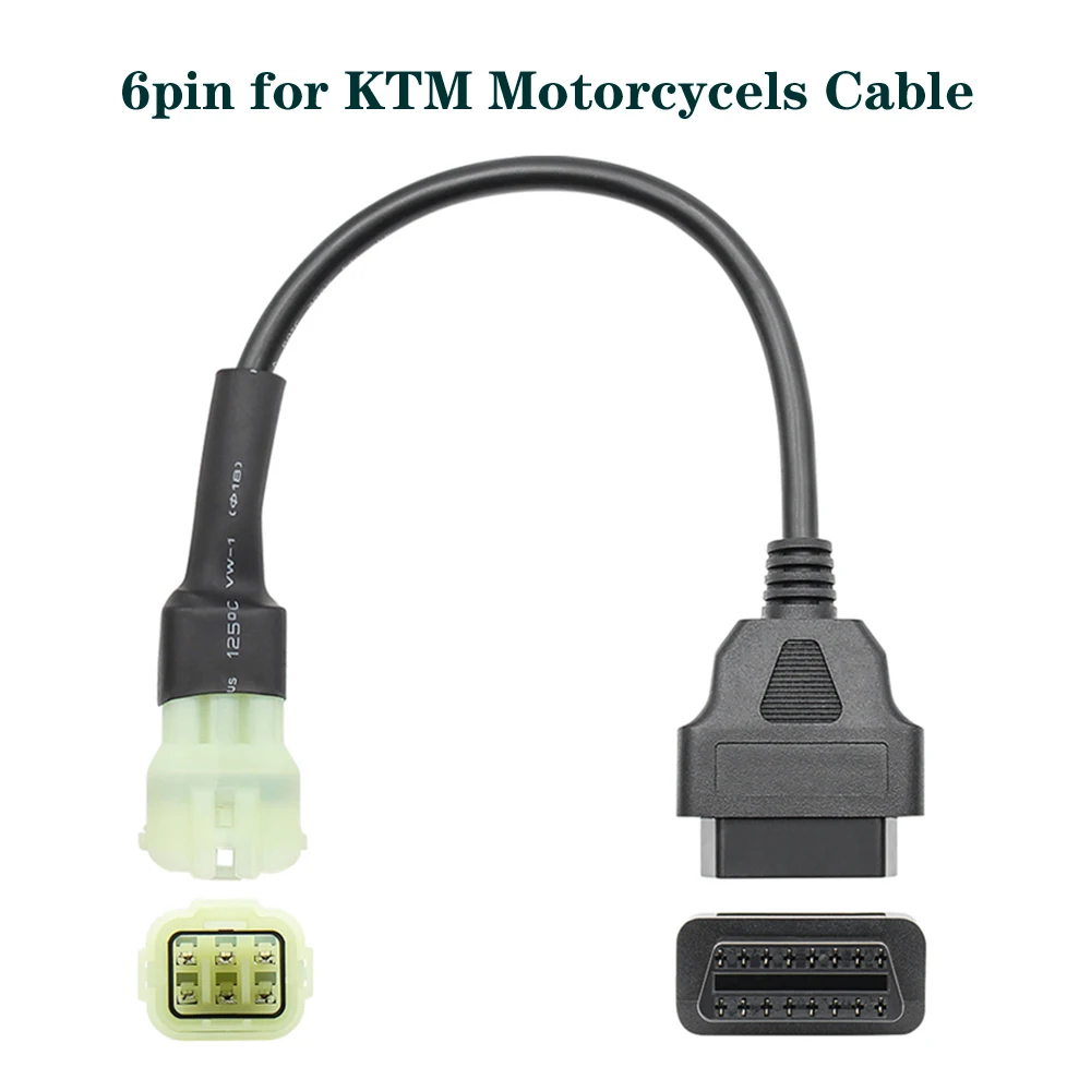 

Motorcycle Adapter Cable OBD2 Connector 6 Pin to 16 Pin for KT Duke RC Autocycle Extension Cables 100% Brand Good Quality