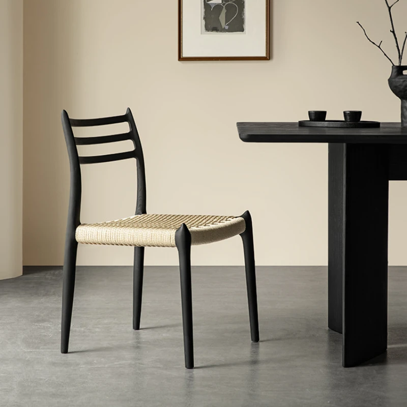 

Rope dining chair black solid wood chair simple ash chair by endorsement.