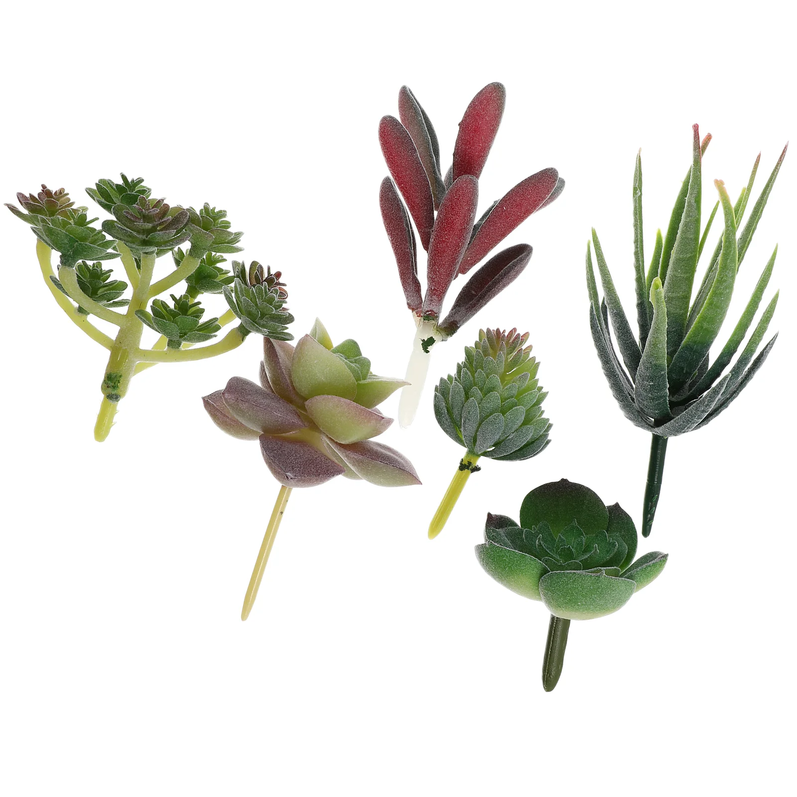 

6 Pcs Simulated Succulents Plastic Green Leaf Plant Mini Fake Decor Decoration Pvc