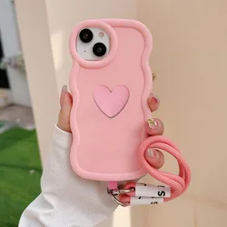 3D Love Heart Shockproof Phone Case with Rope Lanyard - Enhanced Protection and Style - Honor 400 (Pink)