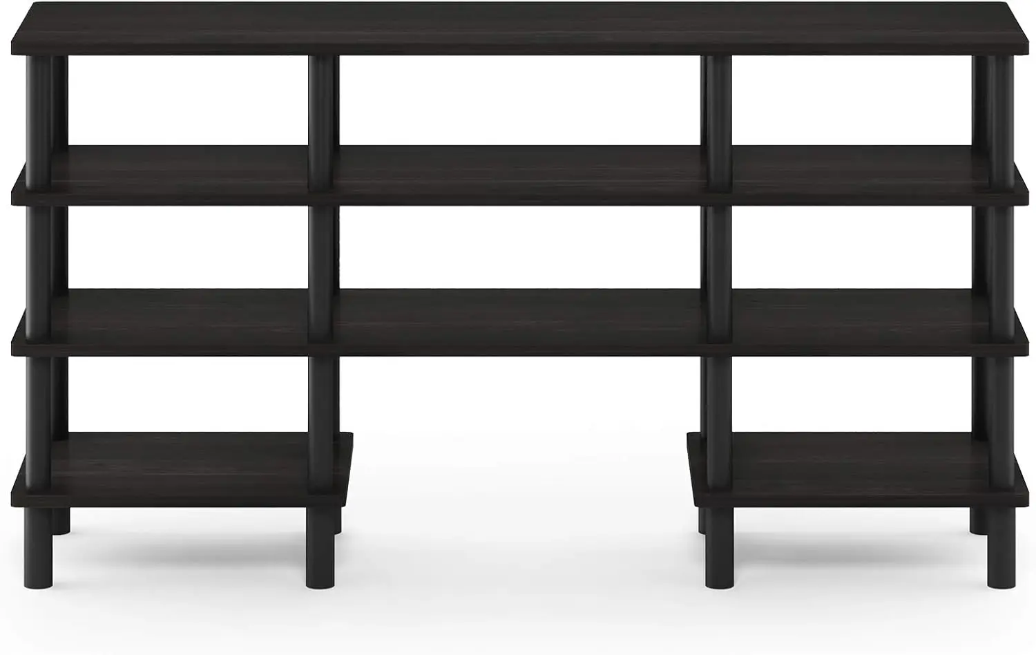 Turn-N-Tube 4-Tier Multipurpose Wide Shelf TV Stand, Espresso/Black