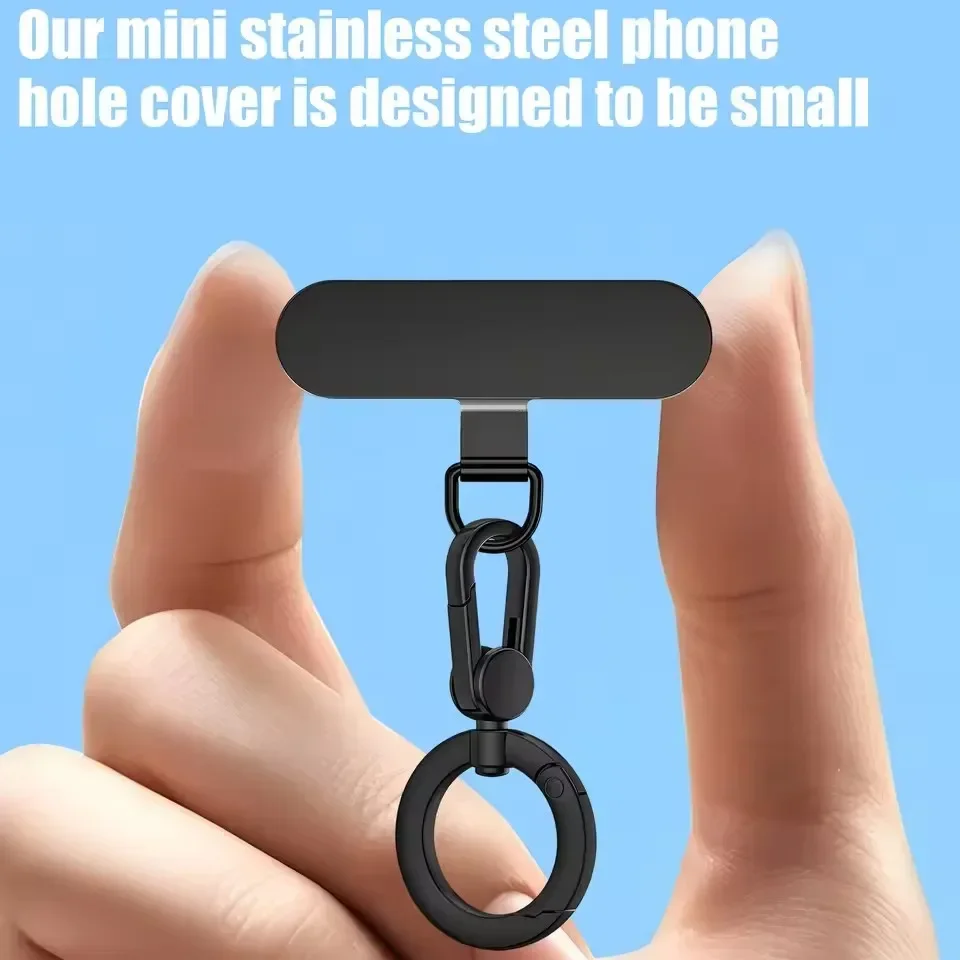 Rotatable Metal Buckle Phone Lanyard with Steel Clip and Card Tab