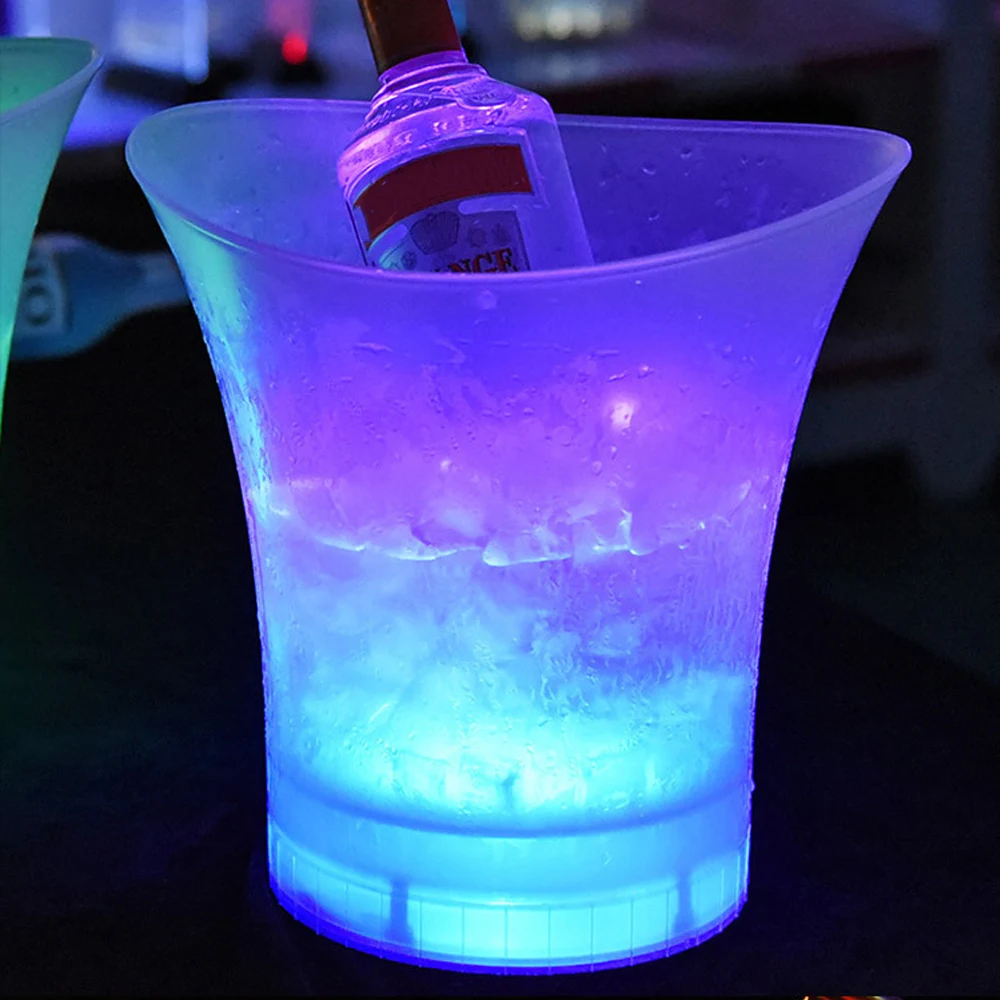 4 Color LED New Waterproof Plastic LED Ice Bucket Light Up 5L Bars Night Party Champagne Beer Bucket Bars Nightclubs