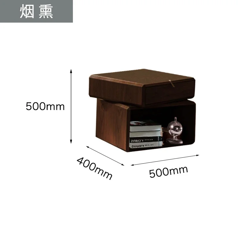 7W Italian Minimalist Bedside Table Modern Minimalist Bedroom Matching Rotating Single Pump Storage Japanese Saddle Leather Stor