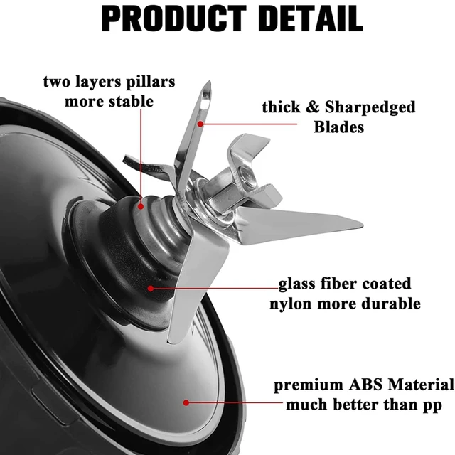 Blender Cups For Ninja BN801-24 Oz Bullet Cups With 7 Fins Blades  Replacement Parts Accessories Fit For Nutri Ninja BL480 BL482