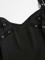 European and American Fashion Plus Size Chain Gothic Trial Dress with Long Sleeve Short-Sleeved Hooded Top Set - Image 5