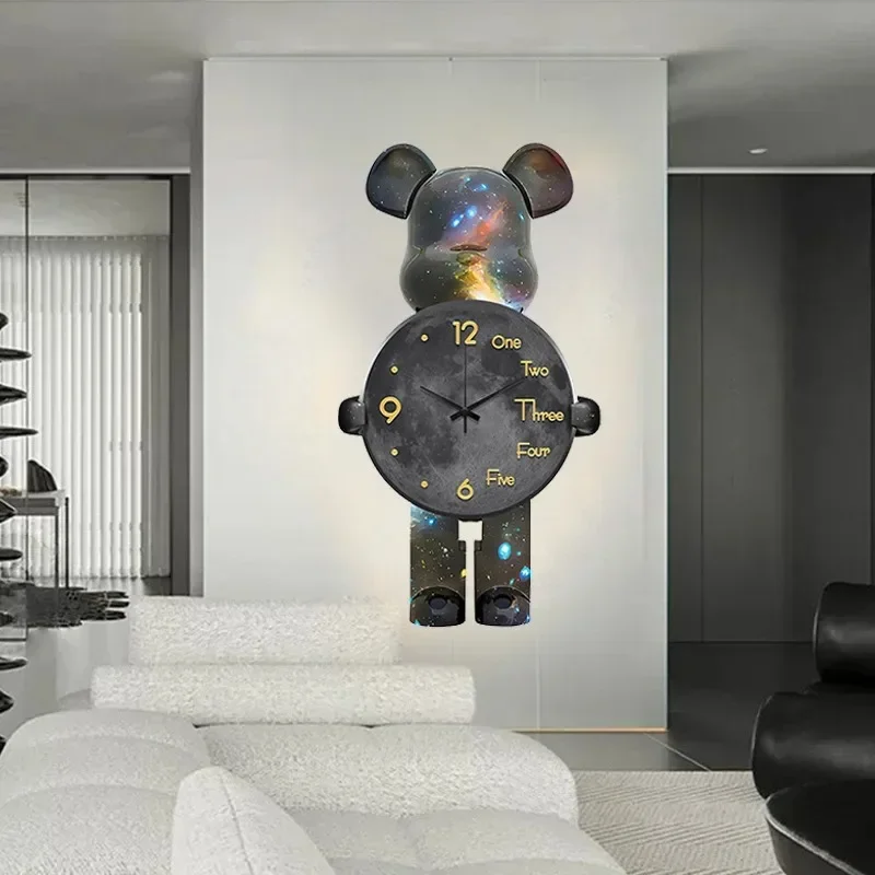 Grandi orologi da parete orso creativo orologio da parete digitale silenzioso orso violento orologio da parete silenzioso Decor decorazione soggiorno di lusso