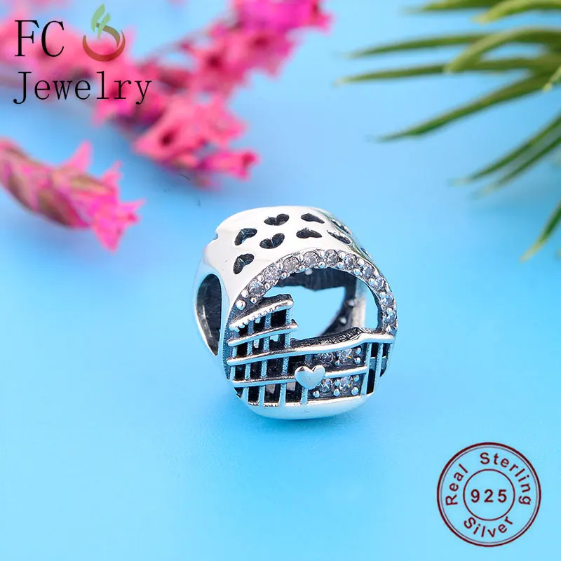 

FC Jewelry Fit Original BrandCharms Bracelet Anthentic 925 Silver Rome Colosseum Bead For Women Travel Berloque Summer 2020