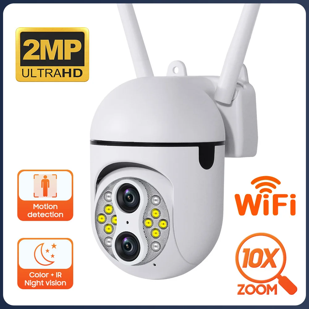 

2MP 1080P Full Color Dual Lens 10X Zoom Wireless PTZ IP Dome Camera AI Humanoid Detection Home Security CCTV Baby Monitor