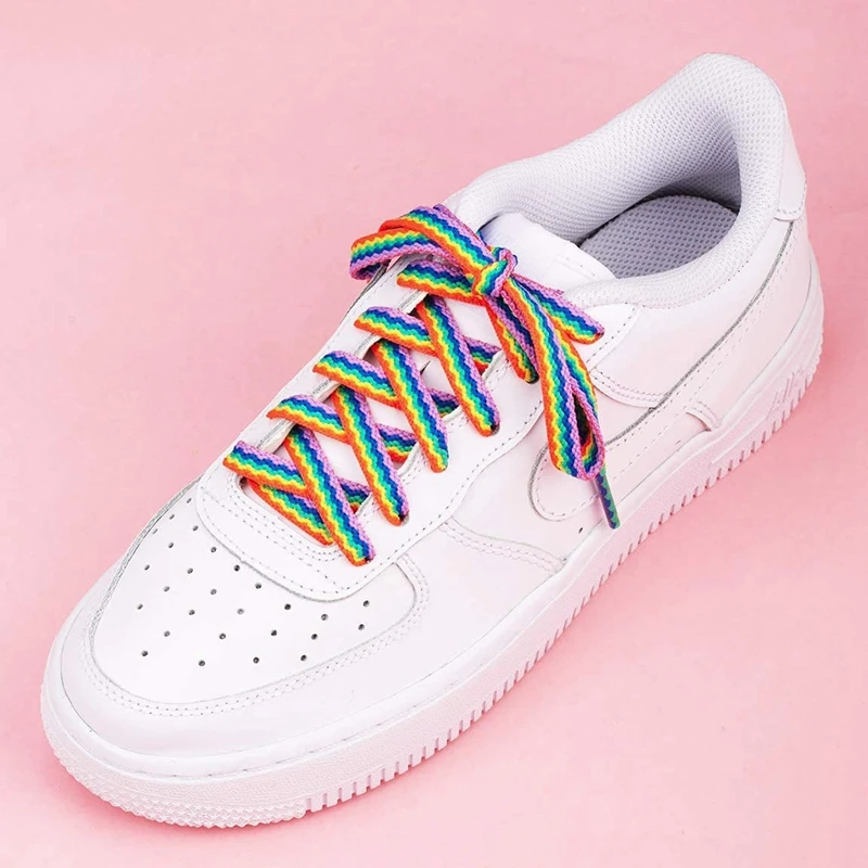 Schnürsenkel für Schuhe Regenbogen Turnschuhe Schnürsenkel Bunte Flache Farbverlauf Low-Cut High Top Leinwand Casual Schnürsenkel Schuh Zubehör – Detail 7