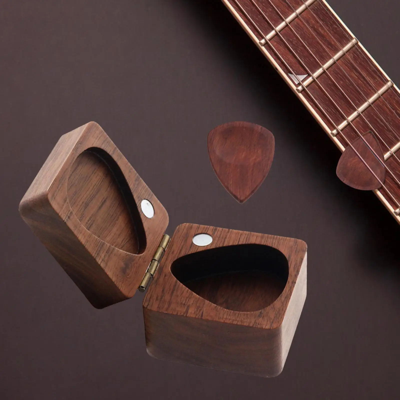 Solid Wood Guitar Picks Case Mini Jewelry Box Sturdy Guitar Accessories