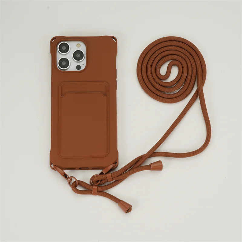 Shockproof Card Slot Holder Lanyard Case with Crossbody Necklace Strap Cover