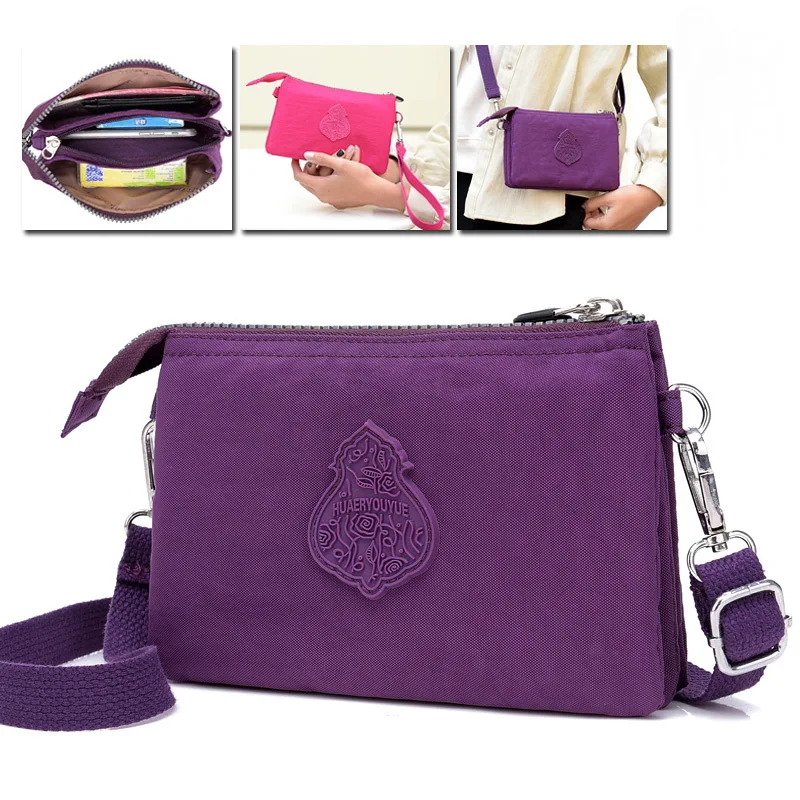 Fashion Nylon Woman Girls Wallet Handbags Burse Zippers Lady Purses