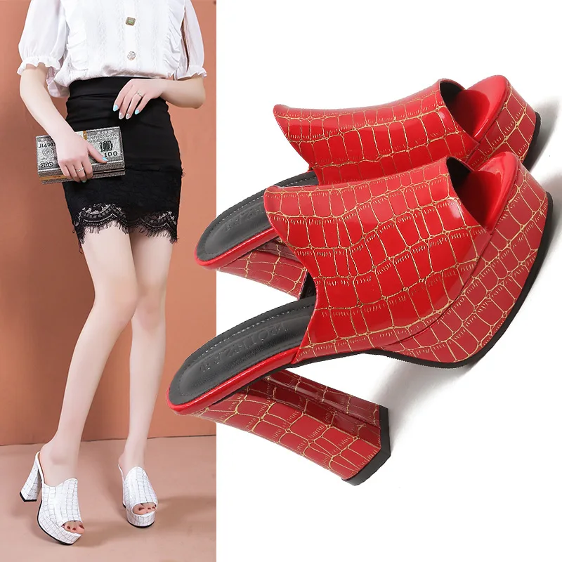2023 Fashion Summer Women Elegant 10.5CM High Heel Sandals Peep Toe Platform Shoes Sexy Chunky Heel Shoes Lady Thick Heel 35-41 5