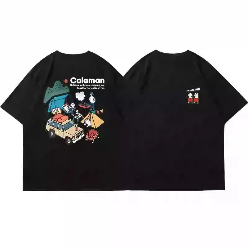 C0leman Fashion Casual Short Sleeve T-shirt Printed Fun Men's Cotton Short Sleeve  Summer New Show Outdoor Loose Couple Clothes 4