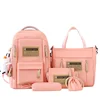 5-piece Free Pendants Large Capacity Backpack School Students College Style Korean Version Multi Piece Set Trendy Street Style 5