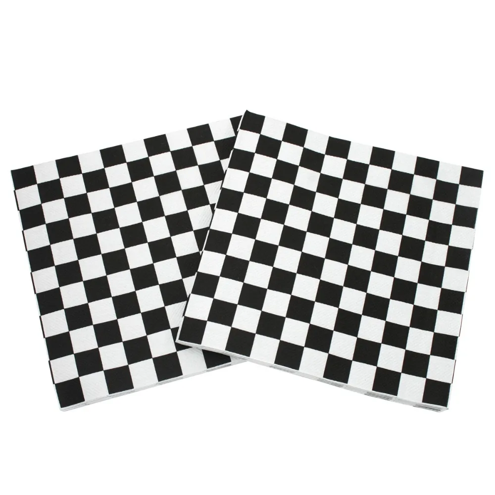 Paper Napkins 20pcs/pac Fashion Black White Checkered Printed Napkin Papers Minimalist Chessboard Patterned Coffee Shop Cloth