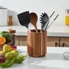 Acacia Wood Rotating Utensils Holder,Kitchen Countertop Organizer for Spoons,Forks,Knives,Cutlery Gadget Tools Storage Container 1