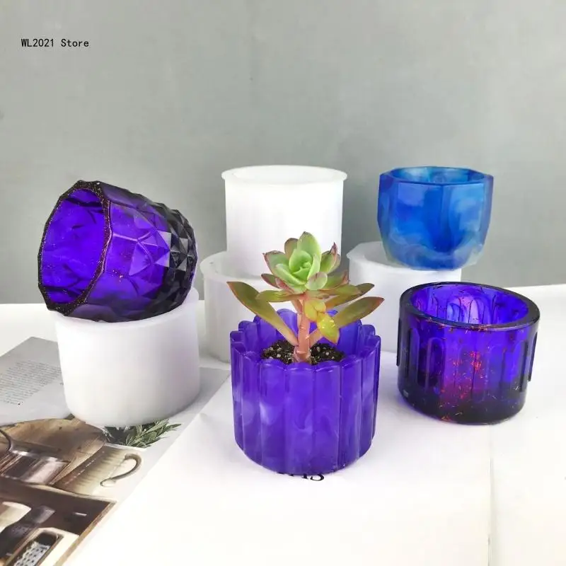 

Flower Pot Silicone Mold Concrete Cement Mold for DIY Pen Holder Home Decor