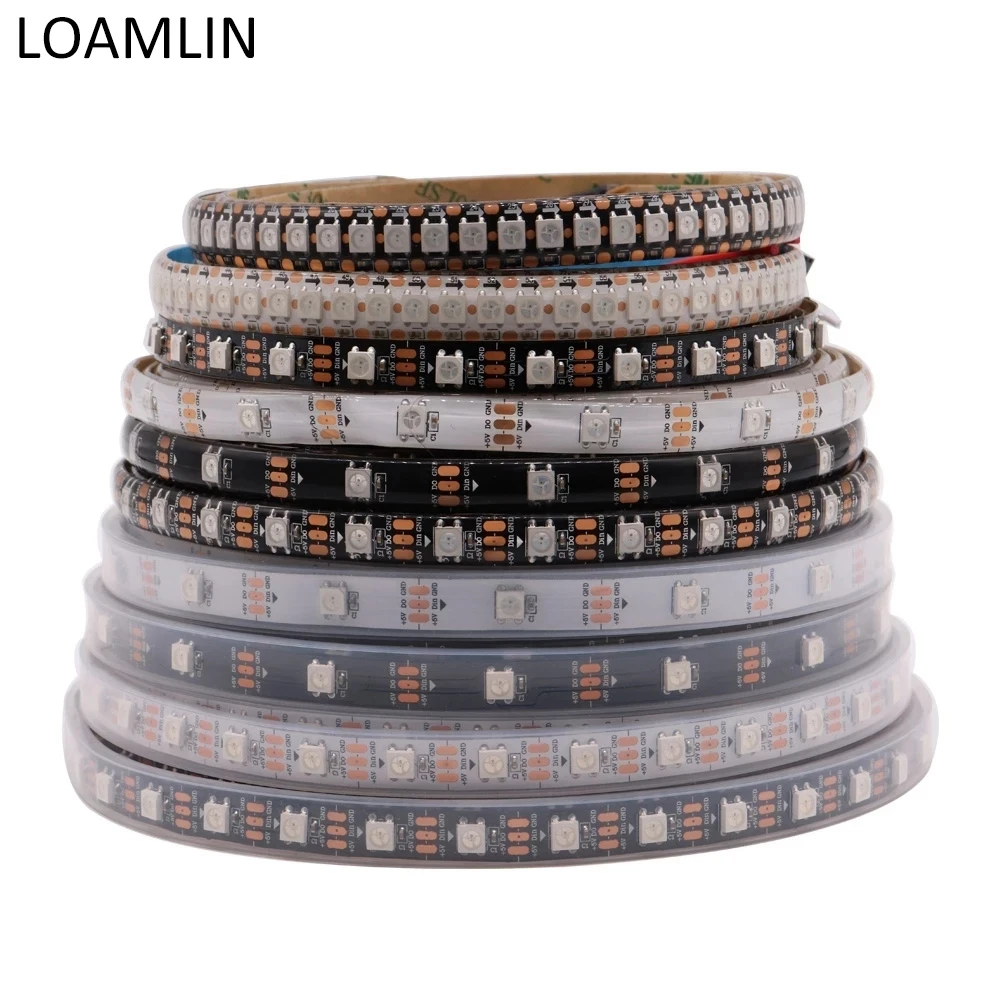 SEZO WS2812B ECO 5M 150LED DC5V striscia LED singola indirizzabile SMD5050 150 pixel colore da sogno programmabile striscia luminosa LED flessibile IP30 non impermeabile nero PCB(WS2812E