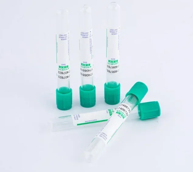 10ml 5ml 3ml 100pcs Disposable Sterile Vacuum Blood Collection Tube With Heparin Sodium Additives Green Lid PT Vacuum Tube
