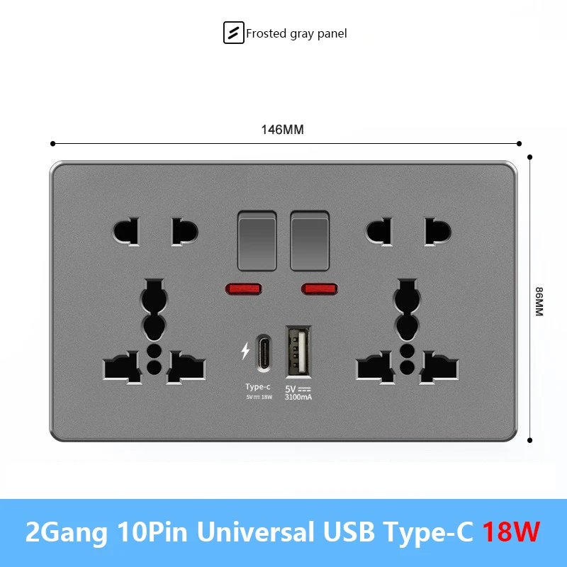 2Gang 10Pin USB C18W