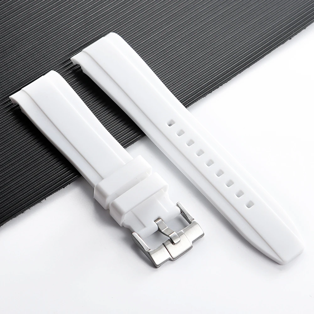 Premium Curved End Silicone Watch Strap - Waterproof Rubber Wristband in Multiple Sizes