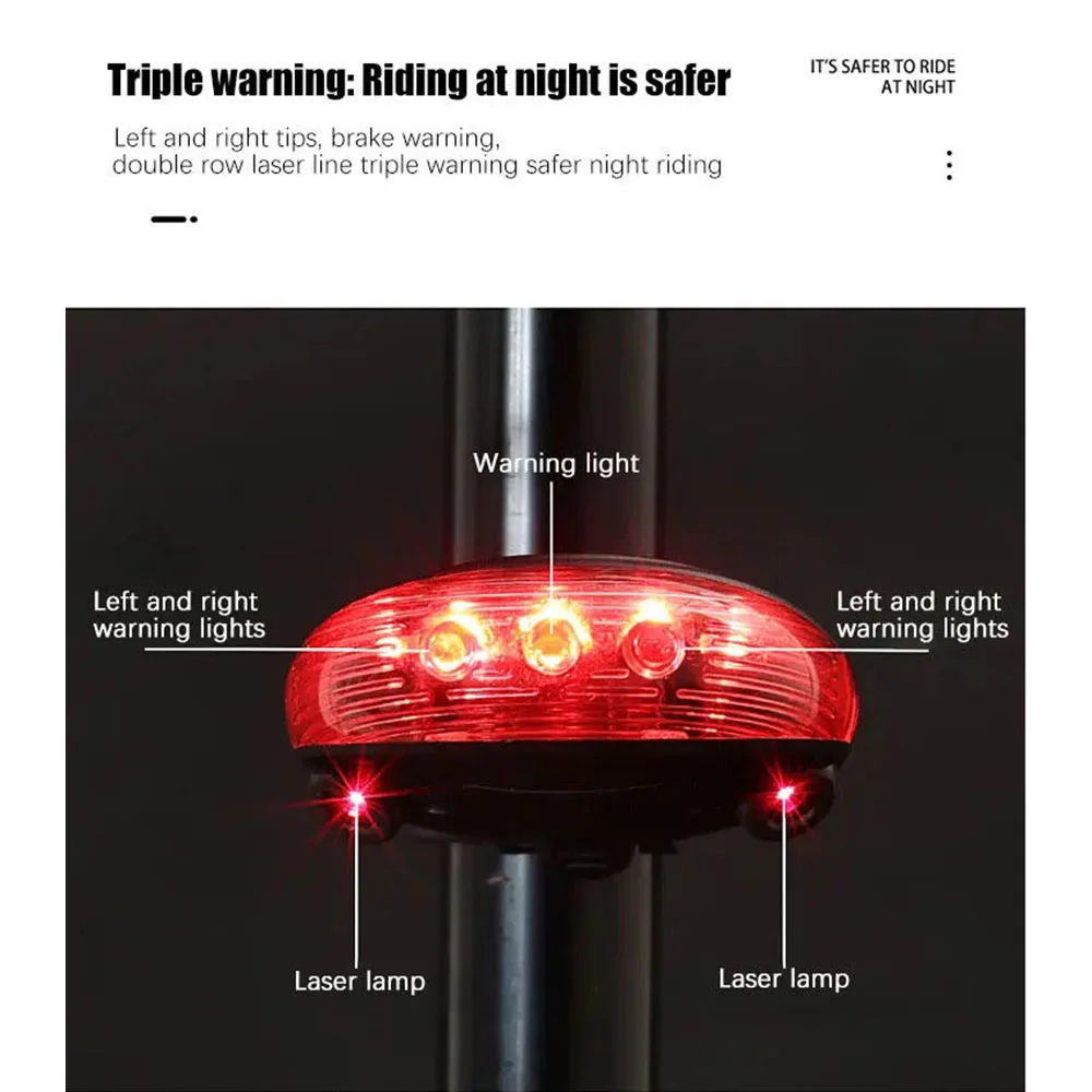 Bicycle Warning Tail Light Waterproof LED Night Riding Safety Warning Rear Lamp Taillight MTB Bike Rear Lights Cycling Parts