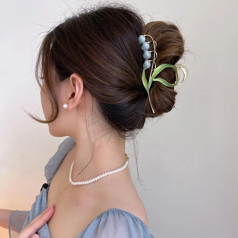 

Metal Hair Claw Golden Elegant Alloy Lilies of The Valley Women Hair Clips Barrette Crab Headband Ponytail Clip Hair Accessories