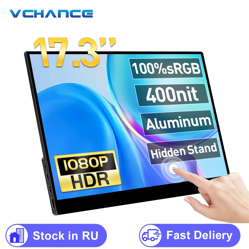 

VCHANCE 17.3" FHD Portable Monitor 1080p External Display IPS Screen USB C HDMI gaming monitor for Laptop Mac PC Xbox PS5 Switch